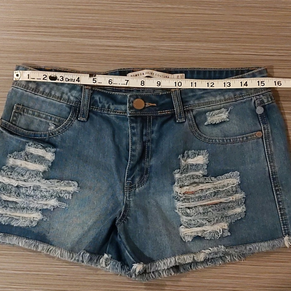 Distressed Denim Shorts by Romeo & Juliet Couture - Picture 3 of 13